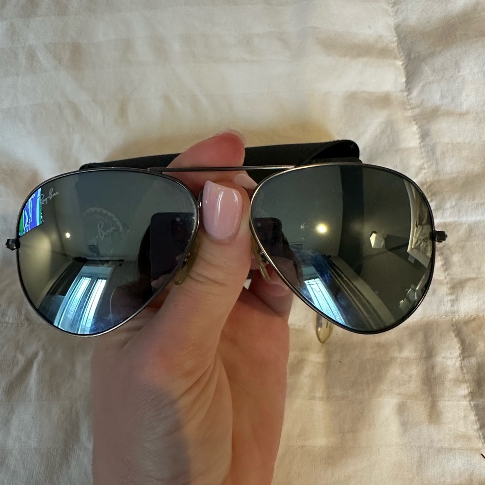 Ray-Ban Aviator Mirror Sunglasses, Black/Gray